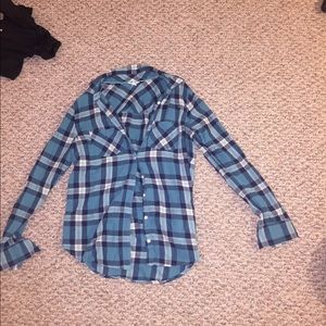 Light blue/ Dark blue long sleeve flannel