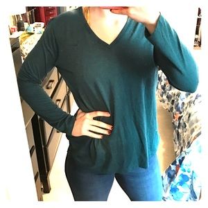 Nike Dri Fit Long Sleeve Blue V-Neck