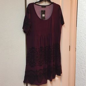 Plum and black tunic top