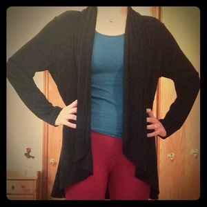 Asymmetrical stretchy black cardigan