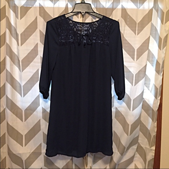 Navy quarter length sleeve dress