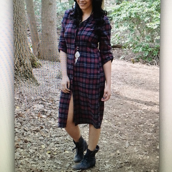 👢Burgundy/charcoal👢 plaid button dress
