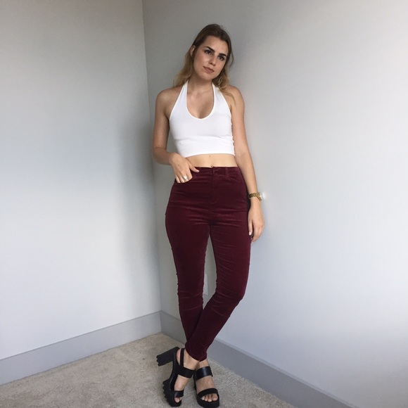 NEW LC Lauren Conrad Maroon Velvet Pants