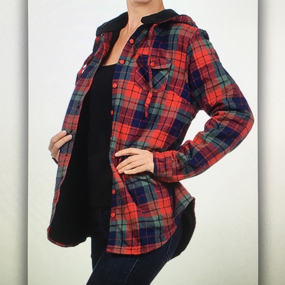 ⛺️Red/blue⛺️plaid fleece lined jacket - Picture 2 of 3