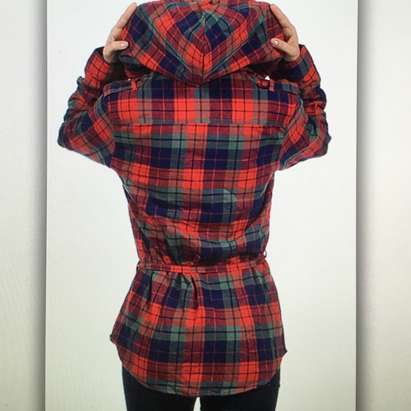⛺️Red/blue⛺️plaid fleece lined jacket - Picture 3 of 3