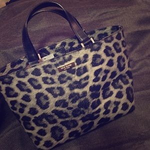 Kate Spade Leopard small tote street grainy vinyl
