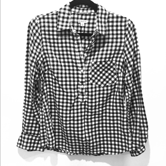 Black & white gingham long sleeve, size S