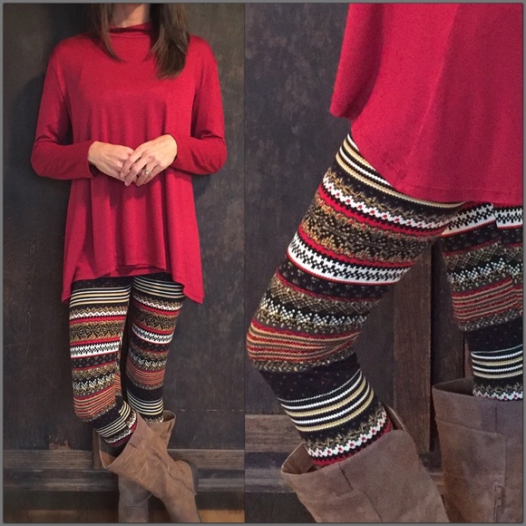 Pants - Fair Isle Print Leggings