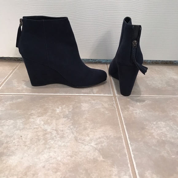 Women's Navy Blue wedge boots