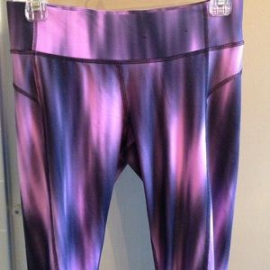 Champion workout capris, black purple streaked