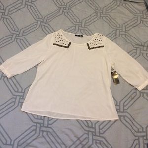 Light Cream Beaded Top - Size XL