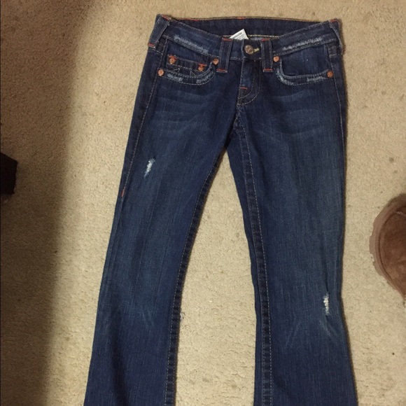 True religion jeans with orange thread accent - Picture 2 of 3