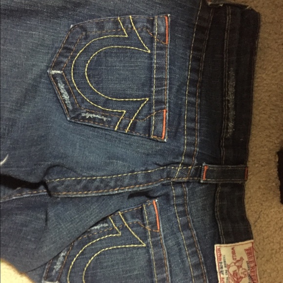 True religion jeans with orange thread accent - Picture 3 of 3