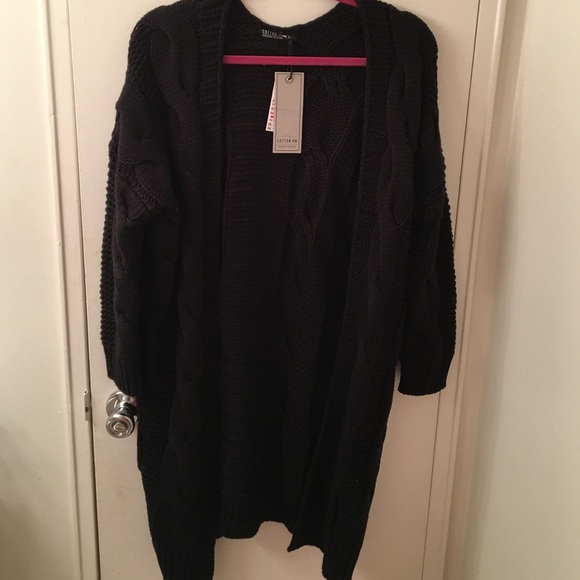 NWT black cable cardigan sweater