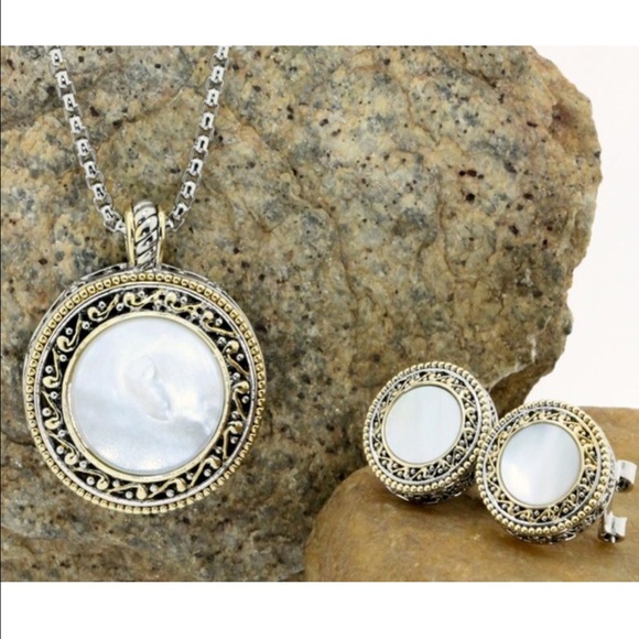 necklace and earrings. Plated Gold and Silver.