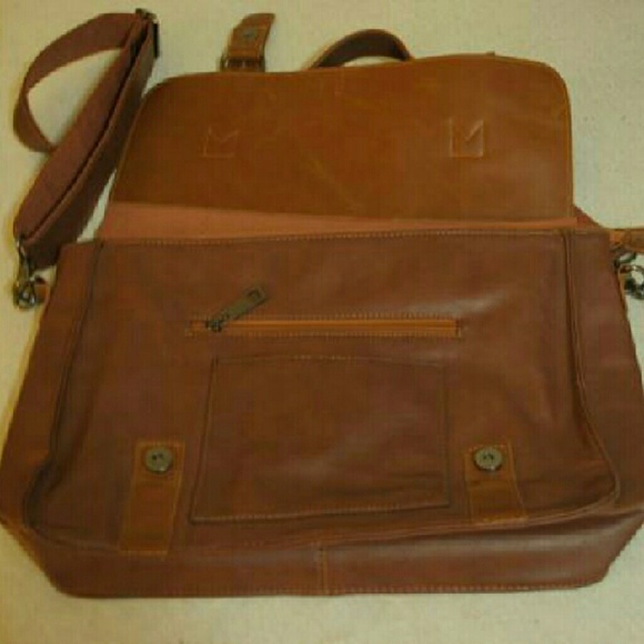 Brown leather messenger bag
