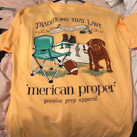 'Merican Proper Yellow T-Shirt Size M