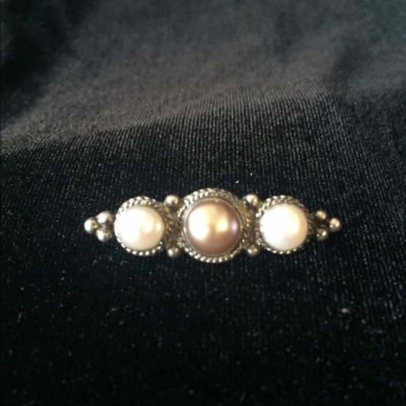 Vintage Sterling and Cultured Pearl Brooch Pin