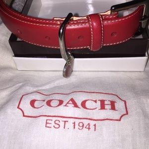 Coach Red Leather Dog Collar Coach Red Leather Dog Collar