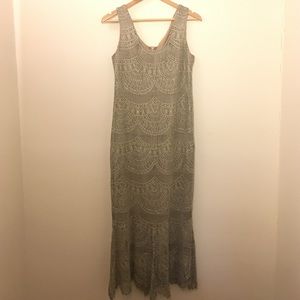 💎Vintage💎Fringed Metallic Maxi Dress with Jacket
