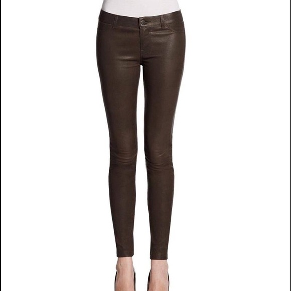 Vince Leather Pants Leggings Olive 2 Small