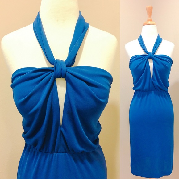 ‼️SOLD‼️Black Halo - Cobalt Halter Keyhole Dress - Picture 2 of 4