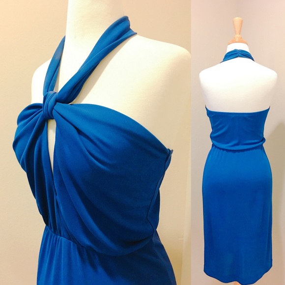 ‼️SOLD‼️Black Halo - Cobalt Halter Keyhole Dress - Picture 3 of 4