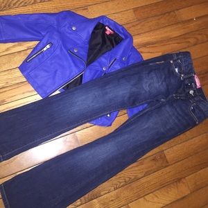 Demon jean and leather like jacket