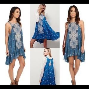 Free People Into You Slip Dress S Small Teal Combo
