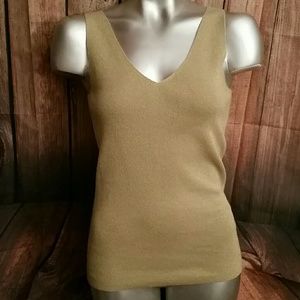 Gold metallic v-neck tank top