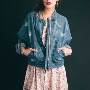 Free People Distressed Denim Jacket