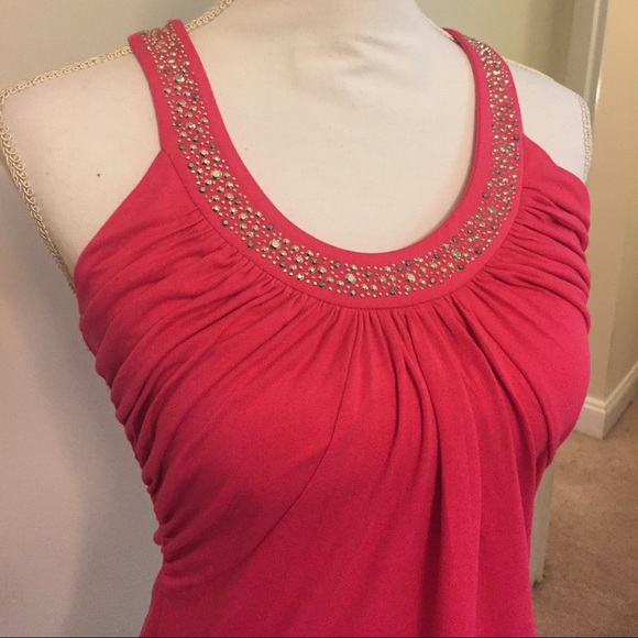 WHBM Pink Sleeveless Top with Embellishment Sz S