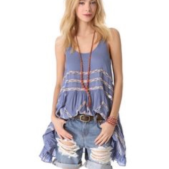 Rare Periwinkle People Voile&Lace Trapeze Slip