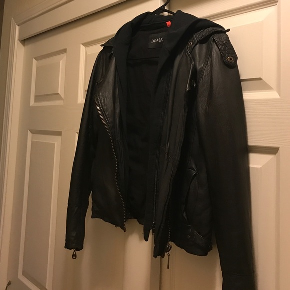 Genuine leather hoodie