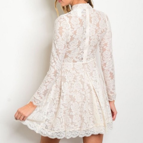 ✨RESERVED✨ Nude Floral Lace Choker Dress - Picture 2 of 3