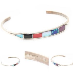 Vintage Multi Gemstone Zuni Inlaid Bracelet
