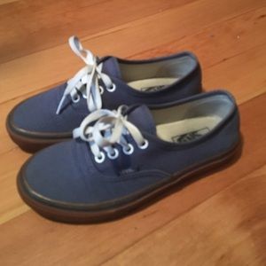 Blue vans with gum sole