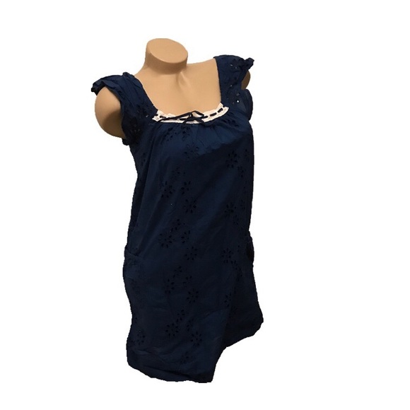 American outfitters navy blue white trim dress 8 - Picture 1 of 2