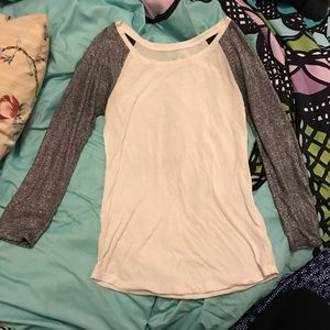 American Eagle 3/4 shimmer baseball tee