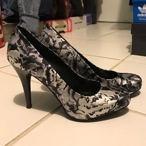 Black And Silver Floral Heels | Poshmark