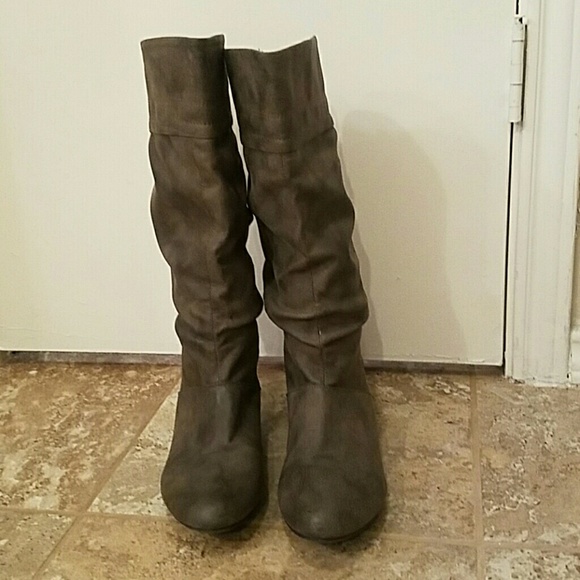 Grey leather like boots