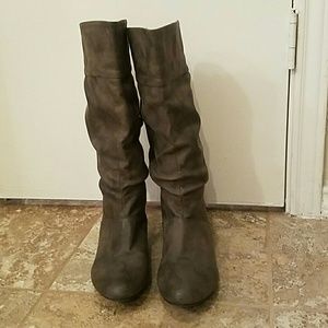 Grey leather like boots