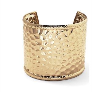 Gold metal hammered cuff bracelet