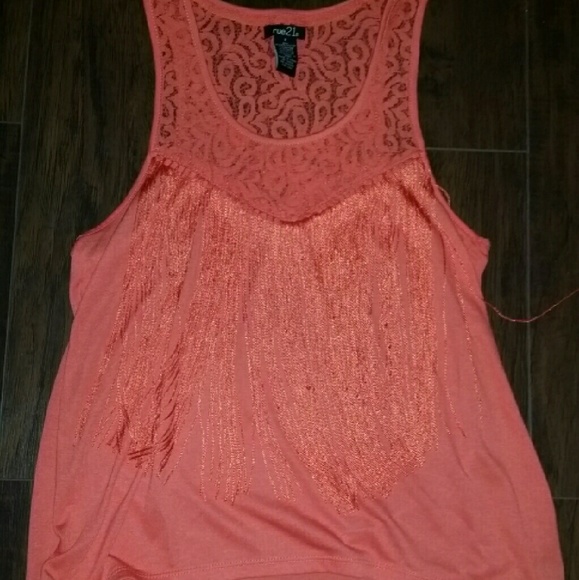 Orange fringe tank top
