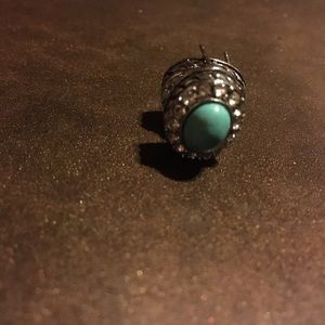 Turquoise Silver Rope Oval Boutique Earrings