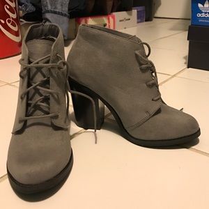 Gray suede booties