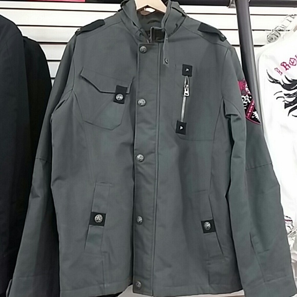 Gray Button-up Designer overcoat (Rebel Spirit) - Picture 2 of 2