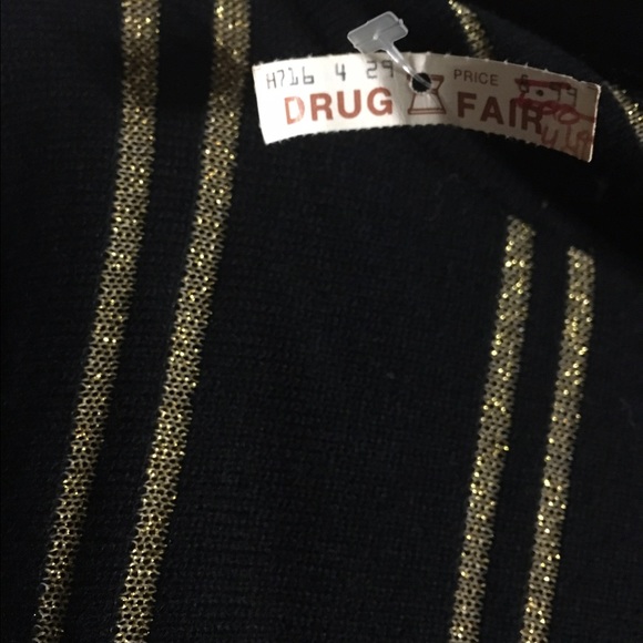 Vintage Gold Black Acrylic turtleneck sweater NWT - Picture 3 of 4