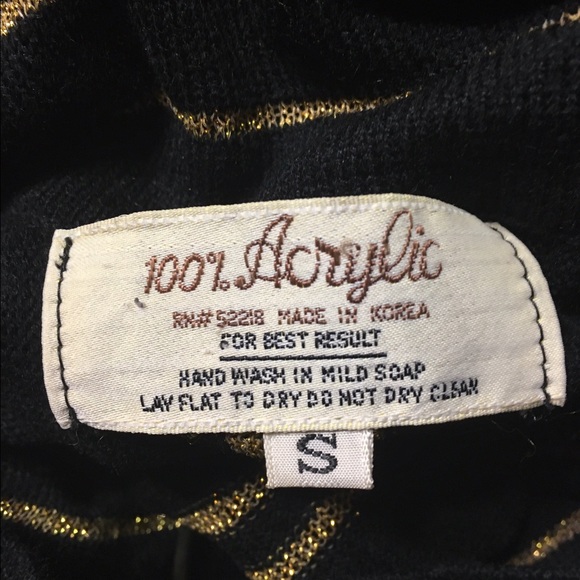 Vintage Gold Black Acrylic turtleneck sweater NWT - Picture 4 of 4