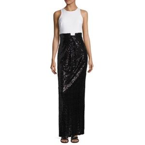 Badgley Mischka Black & White Sequin Gown